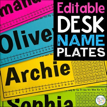 Editable Name Tag Template 3rd Grade Desk Name Plates With Number Line Activity
