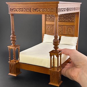 Canopy Wooden Late 16th Century England Walnut Four Poster Bed 1:12 Scale Dollhouse Miniature Handcrafted Replica of the Great Bed of Ware - Etsy