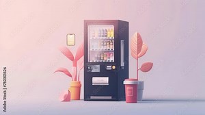 A shot of a smart vending machine featuring a touch screen and payment options such as mobile wallet and credit card. The caption emphasizes how technology is making it convenient