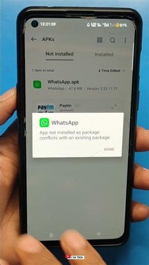 app not installed as package conflicts with an existing package #shorts #shortvideo #short