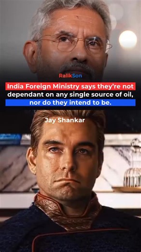 Ralikson Nation | Ralikson.com on Instagram: "India Foreign Ministry says they’re not dependent on any single source of oil, nor do they intend to be. India’s Ministry of External Affairs has reaffirmed the country’s strategic energy independence, emphasizing that national oil imports are diversified across multiple global suppliers. 🛢️🌍 The statement highlights India’s long-standing policy approach to reduce vulnerability to supply shocks, geopolitical tensions, and price volatility in the gl