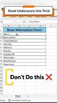 How to Create an Underscore Line (____) in Excel | Easy Excel Trick