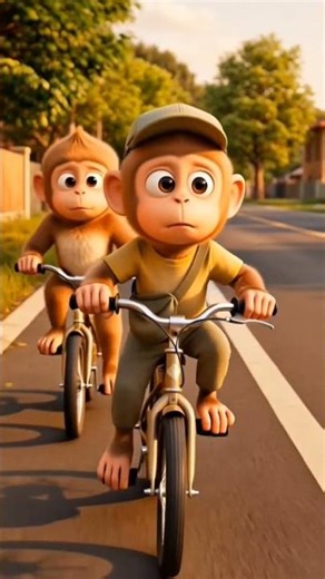A Close Call: Two Little Monkeys and a Bike Ride Adventure #short #bikeride
