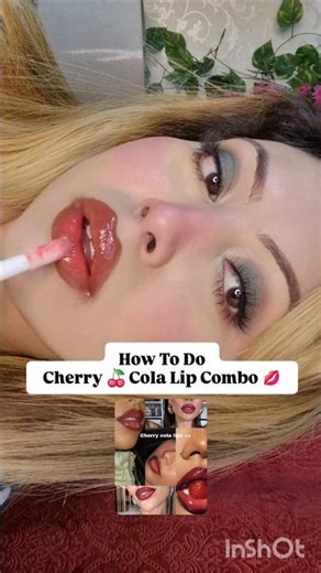 Cherry Cola Lip Combo🍒💋 #lipcombo #lipstick #shorts #makeuptutorial #makeup