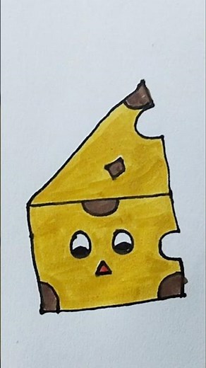 Cute Cheese Drawing | Easy Cheese Drawing for Kids | Fufi Arts