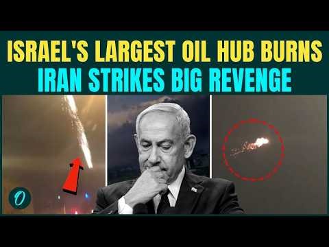 Iran BURNS Israel's Largest Oil Hub In Haifa | Moment Of Strike Shows Massive Fire And Blasts