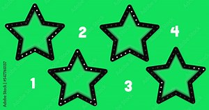 A set of beautiful stars on a green screen background with beautiful twinkling starlight animation around it.