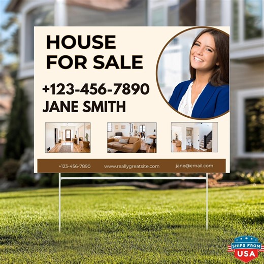 Custom Real Estate Yard Sign With Photo, Personalized House for Sale Sign With Stake, Realtor Marketing Sign, Outdoor Lawn Sign for Agent - Etsy