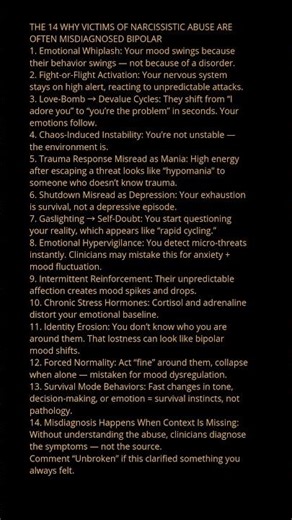 THE 14 WHY VICTIMS OF NARCISSISTIC ABUSE ARE OFTEN MISDIAGNOSED BIPOLAR