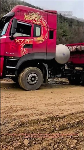Heavy-Duty Recovery! Bulldozer Towing a Stuck Truck