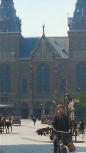 In front of the Rijksmuseum in Amsterdam, 1923 - Restored Footage