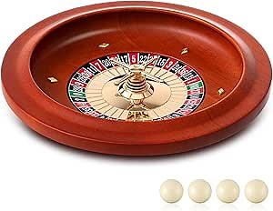 Wooden Roulette Wheel, 11 Inch Solid Wood Casino Roulette Wheels with 4 Balls for Adults, Casino Grade Precision Bearings Smooth Rotating for Home Game Night Party
