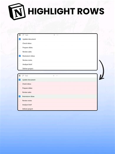 Quick tip ✨ Highlight database rows when a checkbox is checked for easy reading at a glance #notion #notiontips #notiontipsandtricks #notiontutorial #notionindonesia