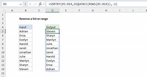 Reverse a list or range