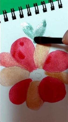 Painting a Shiny Red Flower #art #drawing