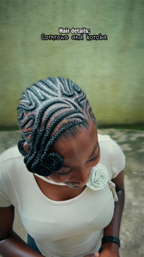 Cornrows & Koroba Braids: Detailed Hair Styling Close-Up