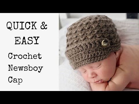 Super Easy Crochet Baby Newsboy Cap
