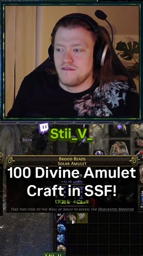 100 DIVINE ORB Amulet Craft in SSF! #pathofexile2 #poe2 #crafting