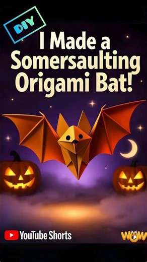 I Made a Somersaulting Origami Bat 🦇 | Fun Halloween Paper Craft #shorts