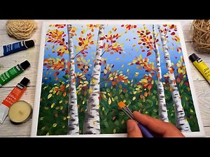 Cum se Picteaza COPACI si PADURE de TOAMNA Usor Pas cu Pas🍂Pictez - Tutorial Pictura Incepatori