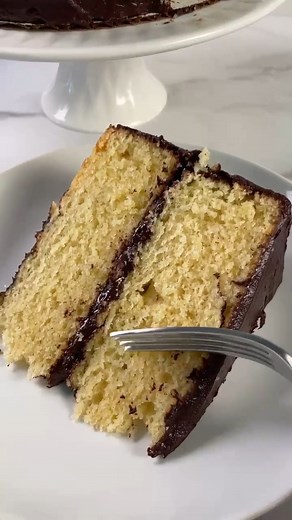 43K views · 307 reactions | Cake love at first slice!  Embrace nostalgia with this classic Yellow Cake cloaked in the richest homemade Chocolate Frosting. Recipe: https://tastesbetterfromscratch.com/yellow-cake/ This tender, moist delight is easy-bake perfection, even for first-timers. | Tastes Better From Scratch | Facebook