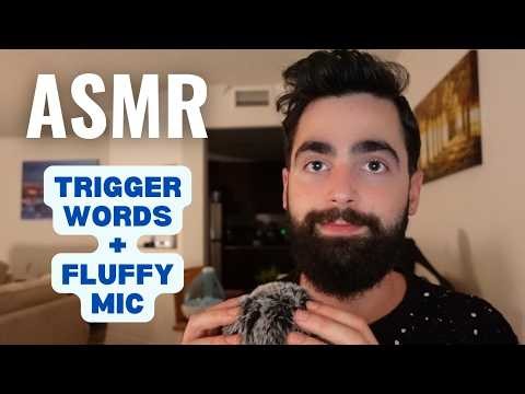 ASMR Trigger Words Whispering + Gentle Soft Fluffy Mic Touching and Scratching