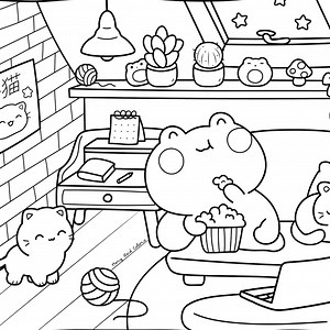 Cozy Coloring Book: Japanese Kawaii Printable Pages (PDF) - Etsy
