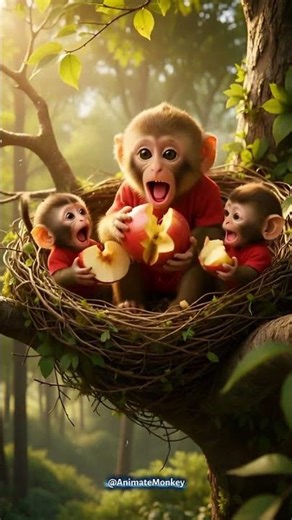 Monkey Steals Apple for His Babies | #shorts #monkeystory #emotionalstory #viral
