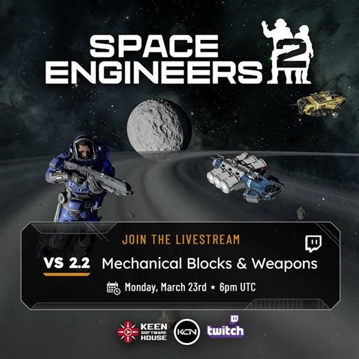 Space Engineers 2: VS2.2 - Mechanical Blocks & Weapons Launching March 23rd! #SE2