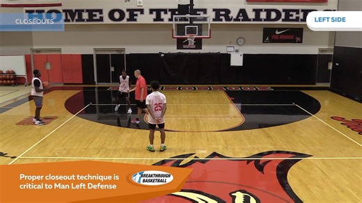 Improve Your Teams Defense & Effort With 1 on 1 Closeouts The purpose of these closeout drills is to reinforce the habits needed to successfully implement the Man Left defense. Closing out is especially important because offenses will need to move the ball in order to create open shots and driving lanes. There are 3 offensive options when closing out on the ball. 1) Shoot (Don’t Allow) 2) Drive Right (Don’t Allow) 3) Drive Left (Force Them To) Remember, long closeouts equal open three-point atte