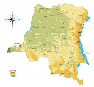 Carte physique très détaillée de la République démocratique du Congo