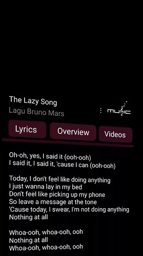 The Lazy Song by Bruno Mars Lyrics
