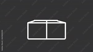 Box opening white line animation. Surprise gift animated icon. New product. Package delivery. Parcel service. Isolated illustration on dark background. Transition alpha video. Motion graphic Stock Video