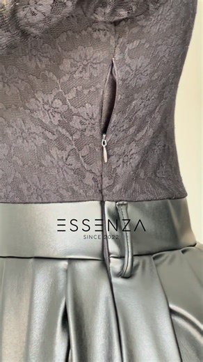 ESSENZA HABILLEMENT on Instagram: "De nouveau disponible ✨ 🚨 Élégante robe noire à manches longues en dentelle, taille marquée par une ceinture et jupe midi effet cuir. Un style chic et moderne pour toutes vos occasions ✨🖤"