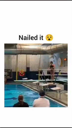tonnyticks on Instagram: "Nailed it 😵 The post shares a 10-second video of a teenage girl attempting a high-dive in a school pool meet, resulting in a comedic belly flop, captioned "Nailed it.." to emphasize the ironic fail. Uploaded by @fubarhumor , a humor account focused on memes and viral clips, it posted on December 25, 2025, quickly amassing 269,000 views, 1,361 likes, and 28 replies within hours. Audience reactions, including a reply rating the flop "8/10" for imperfect leg alignment, am