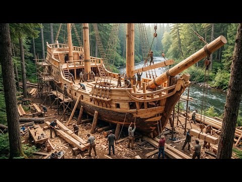 A Man Builds a Giant Wooden Pirate Ship from Scratch | Epic Handcrafted Boat Project