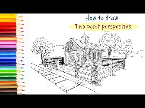 How to draw two point perspective easy - Farm House