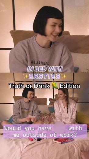 We answered all your juicy questions in our new series ‘in Bed with Ersties’ 🌽 Ep1 out now - Truth or Drink 🌽 #cometoworkwithme #behindthescenes #performerlife