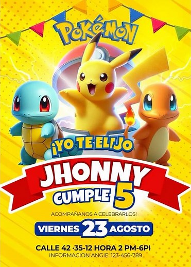 Pokemon birthday invitation