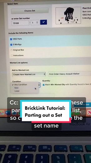 How to part out a set on BrickLink #lego #legotiktok #tutorial #howto #onlineshopping #stepbystep #savingmoney