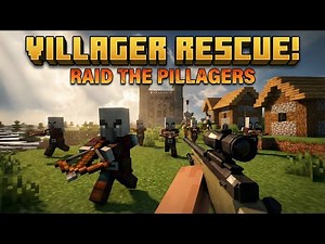 Trapped Villagers! I Cleared a Pillager Castle with Modern Weapons!