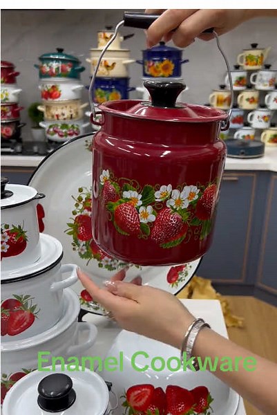 Vintage Enamel Cookware for Induction and Storage Use