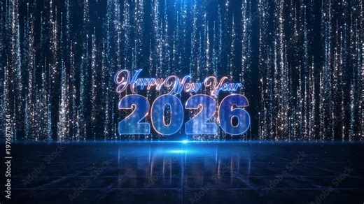 3D new 2026 year symbol digital Cyber technology and computer background abstract 3d. 2026 Countdown New Year Animation Golden Timer New Year's Eve Countdown. Happy New Year 2026 greeting Christmas,