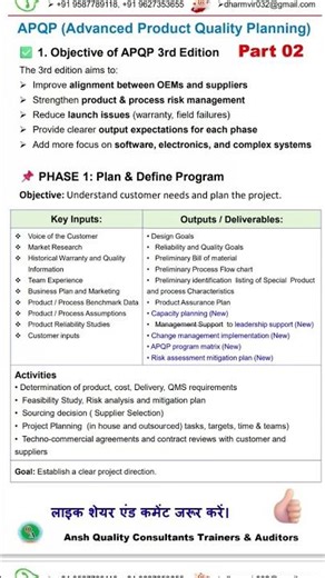Objective of APQP 3rd Edition PHASE 1: Plan & Define Program