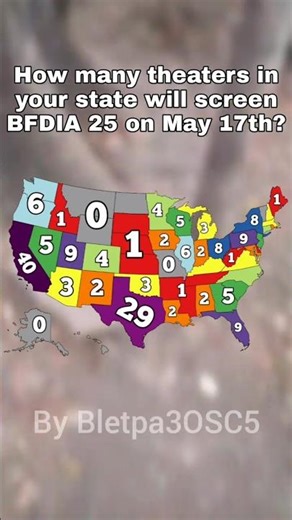 How Many Theaters in your State will screen BFDIA 25?