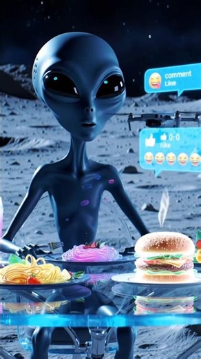 Alien Food Blogger 🍴👽 | Moon's Tasty Adventure #shorts #youtubeshorts #trending