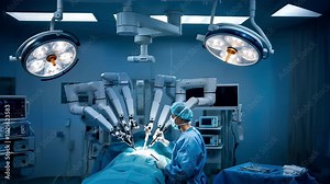 Robotic system assists surgeon during complex operation, increasing precision and reducing invasiveness. Advanced technology transforms modern surgery, improving patient outcomes. AI in medicine