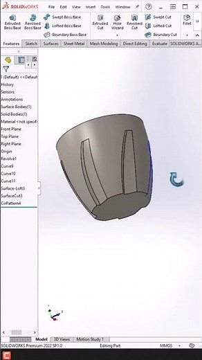 Creating Complex Shape on Round Piece in Solidworks