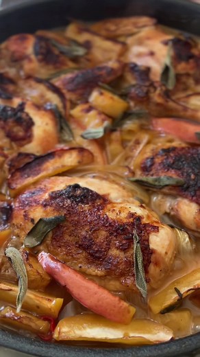 CIDER-BRAISED APPLE & JERUSALEM ARTICHOKE CHICKEN Serves 4 to 6 Your favorite Rosh Hashanah chicken is here (from Shabbat!) Apples and honey are a holiday classic, and both get used here along with earthy jerusalem artichokes and sage. Swap in baby potatoes for the ‘chokes if you like! Can be made in advance, then reheated later. xx 1 lb Jerusalem artichokes, peeled & cut into 1/4-inch pieces (or fingerling potatoes, halved 2 TB cornstarch 1 3/4 c. low-sodium chicken broth 3/4 c. apple cider or 