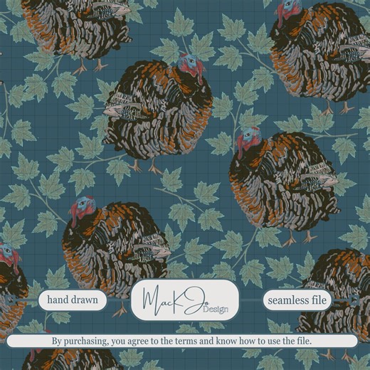 Turkey and Leaf PNG Pattern (digital Download) - Etsy